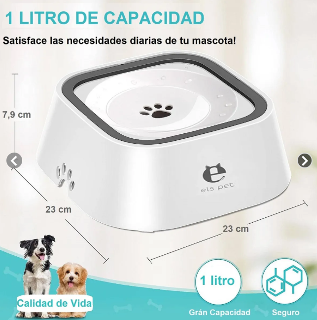Bebedero antiderrame para mascotas