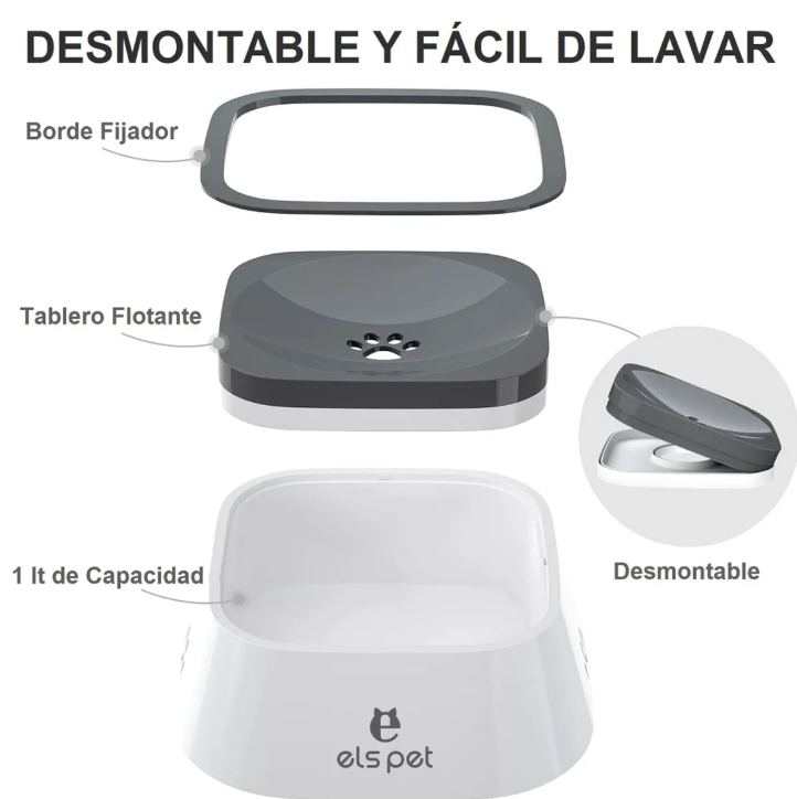 Bebedero antiderrame para mascotas