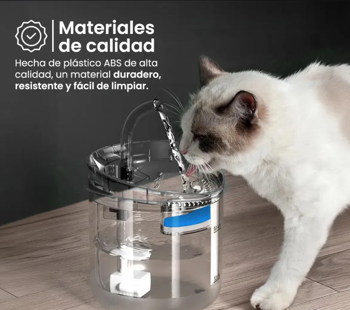 Bebedero eléctrico para perros y gatos con estanque transparente