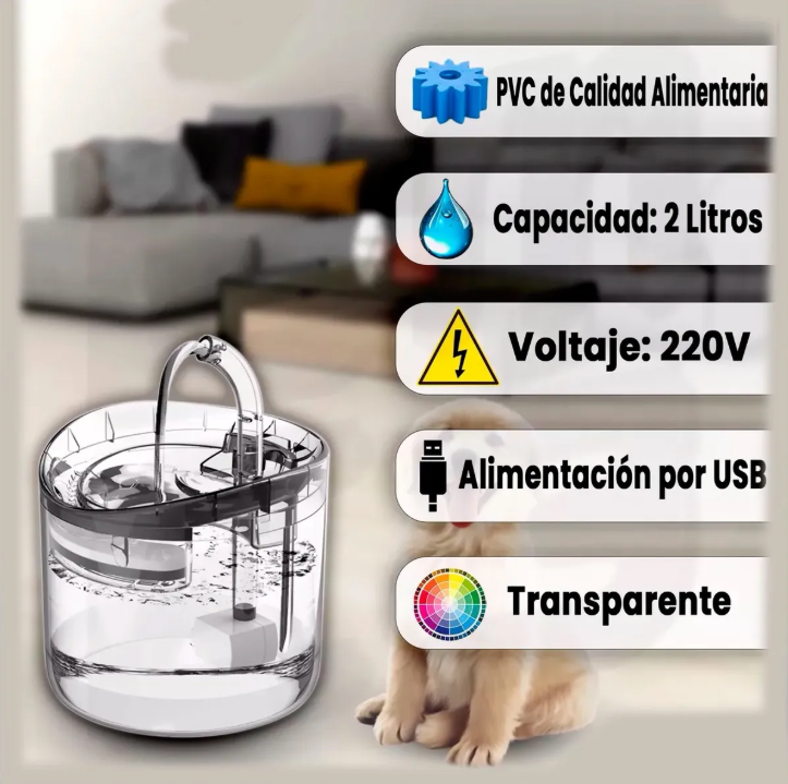 Gato bebiendo agua fresca de la fuente automática para mascotas